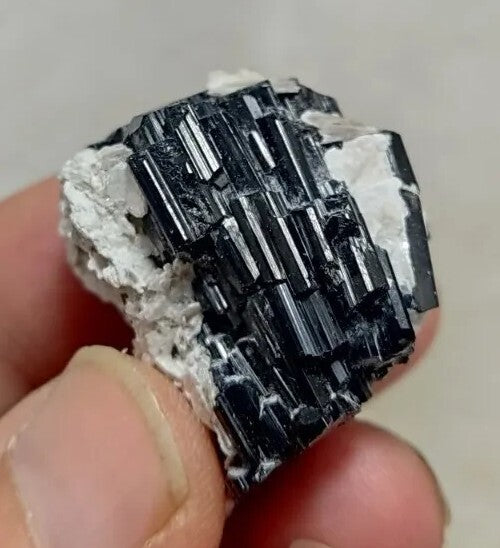 Natural Terminated Black Tourmaline Crystal with Muscovite 42 grams