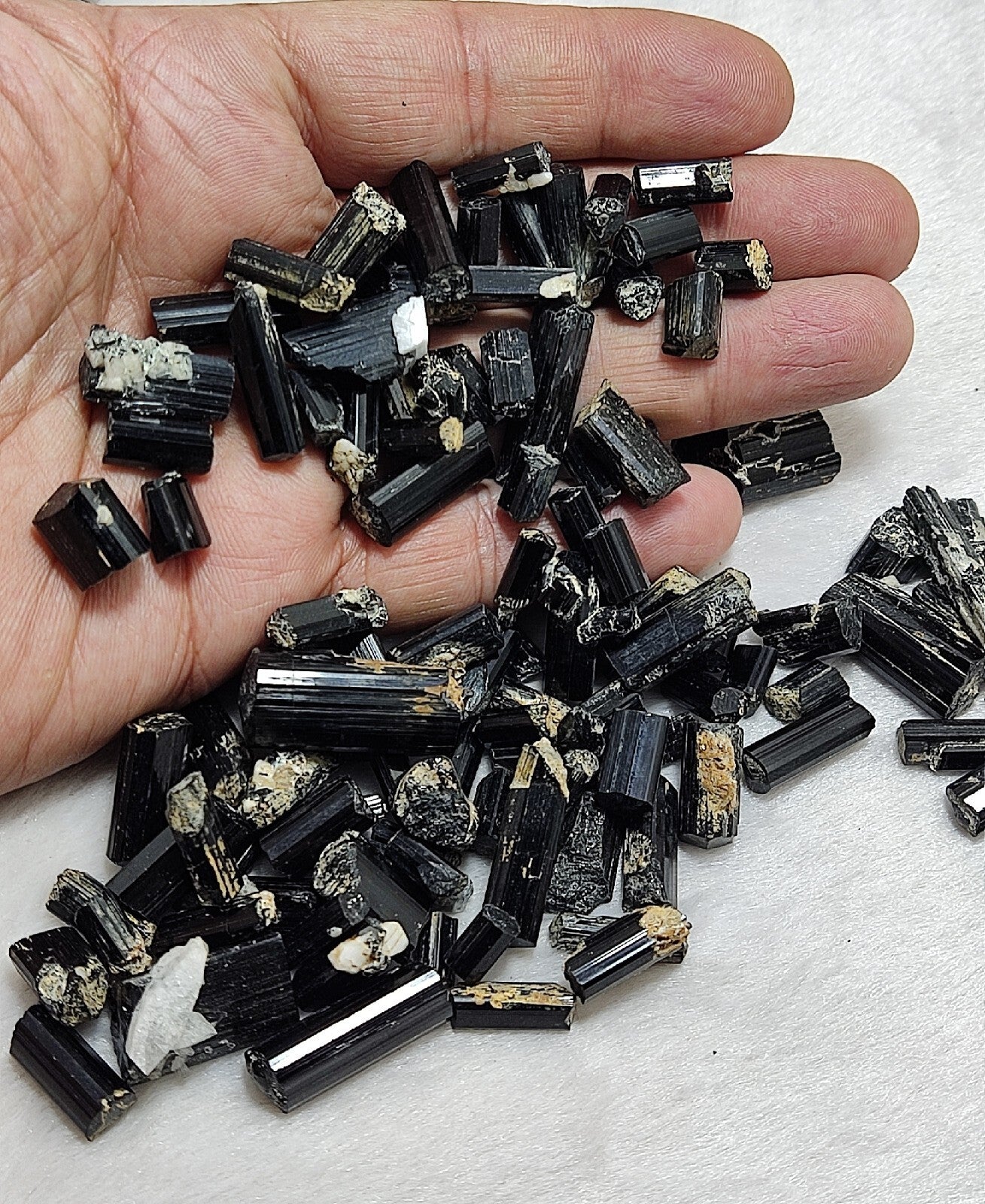 Natural black tourmaline crystals lot 170 grams