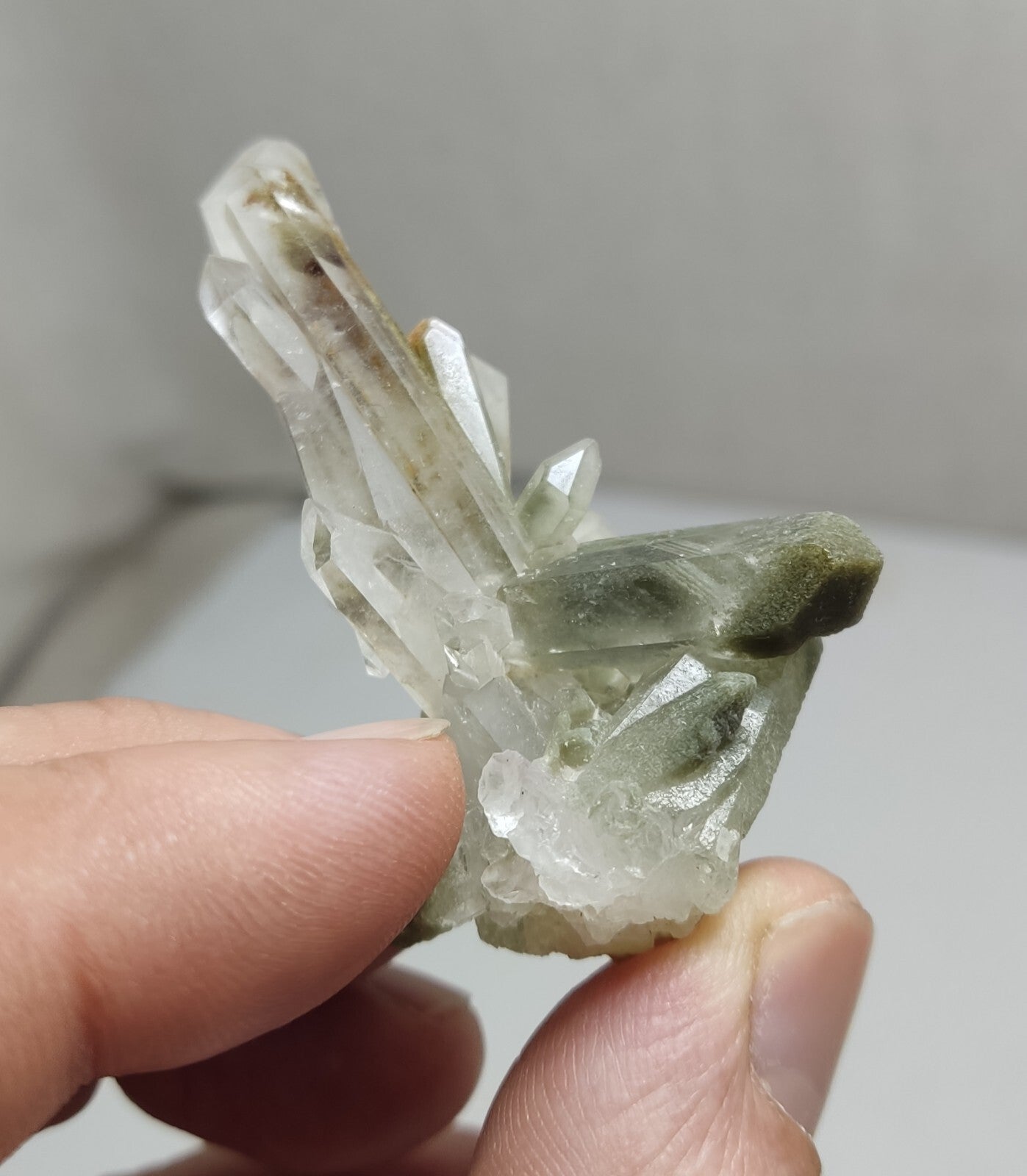 A very Aesthetic Natural beautifully terminated Chlorite Quartz cluster 29 grams