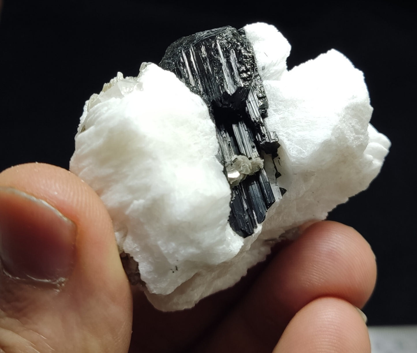 An Aesthetic combo specimen of feldspar, Tourmaline, muscovite 74 grams