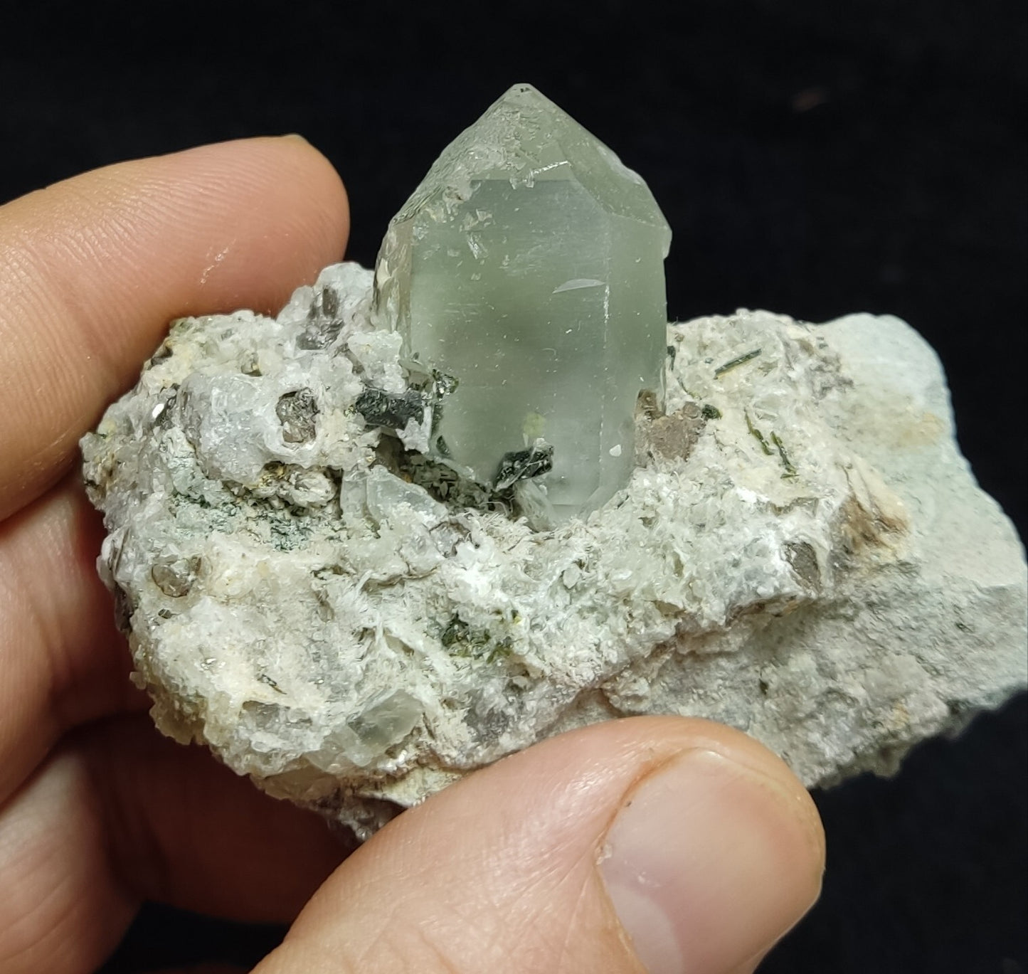An Aesthetic specimen of quartz on matrix having light green inclusion 107 grams