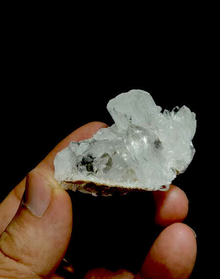 Natural quartz Clusters With Brookite Inclusions . Black Color Brookites .