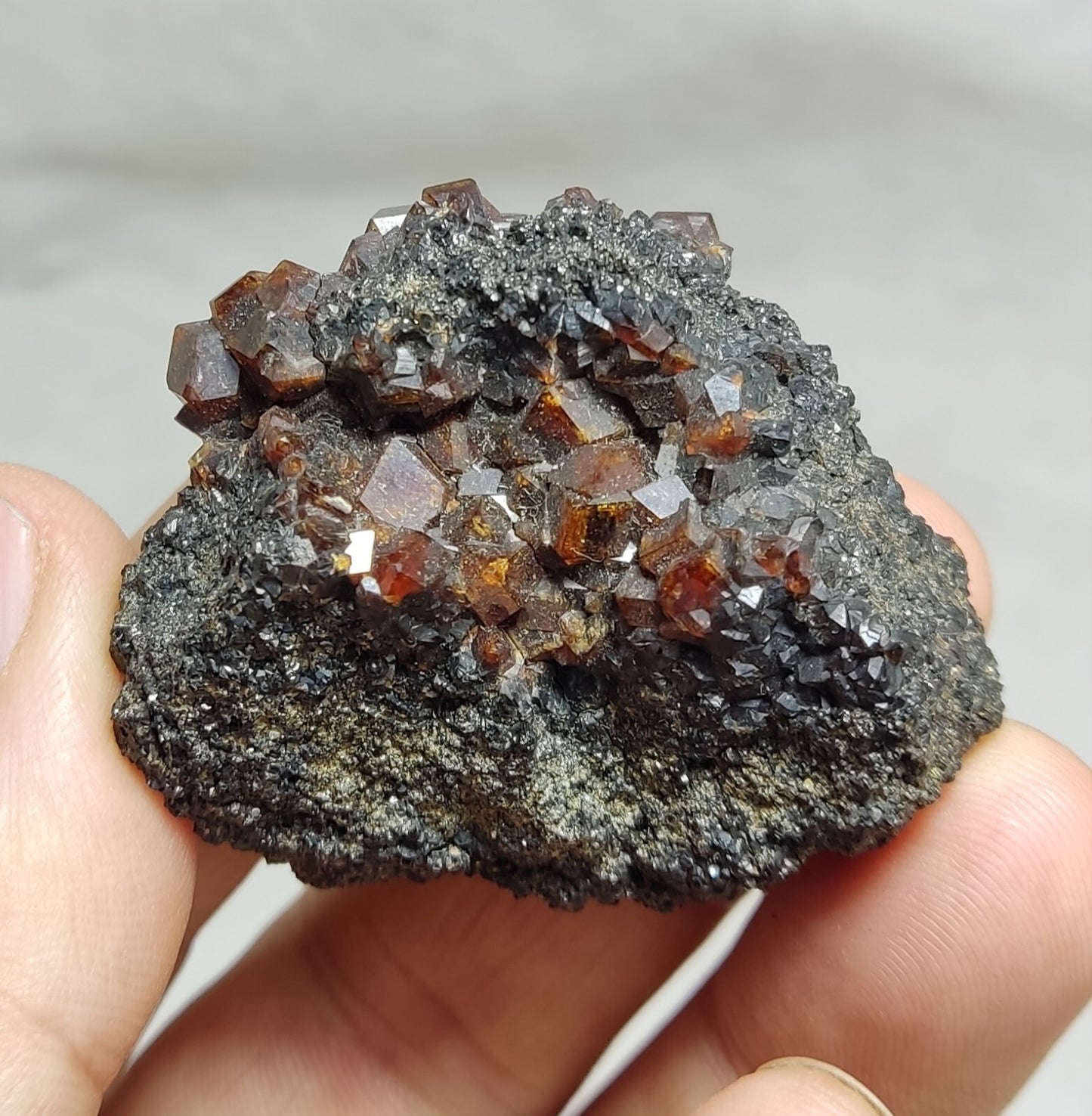 An Aesthetic specimen of andradite garnets on matrix 71 grams