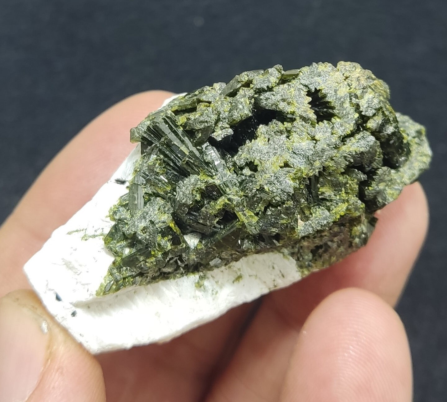 An Aesthetic specimen of epidote in matrix with andradite garnet 55 grams