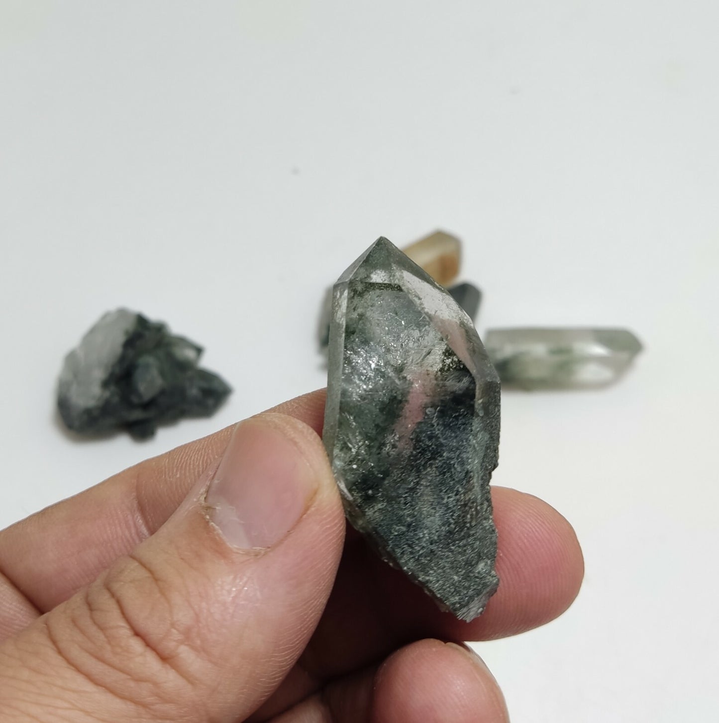 An Aesthetic collection of 6 terminated Chlorite Quartz crystals 83 grams