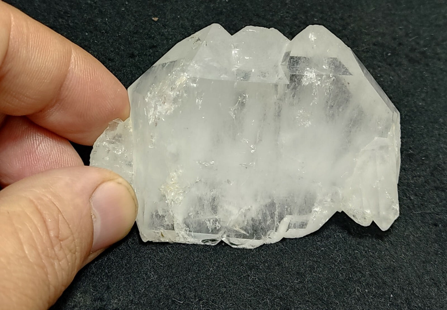 An aesthetic specimen of terminated faden Quartz crystals cluster 102 grams