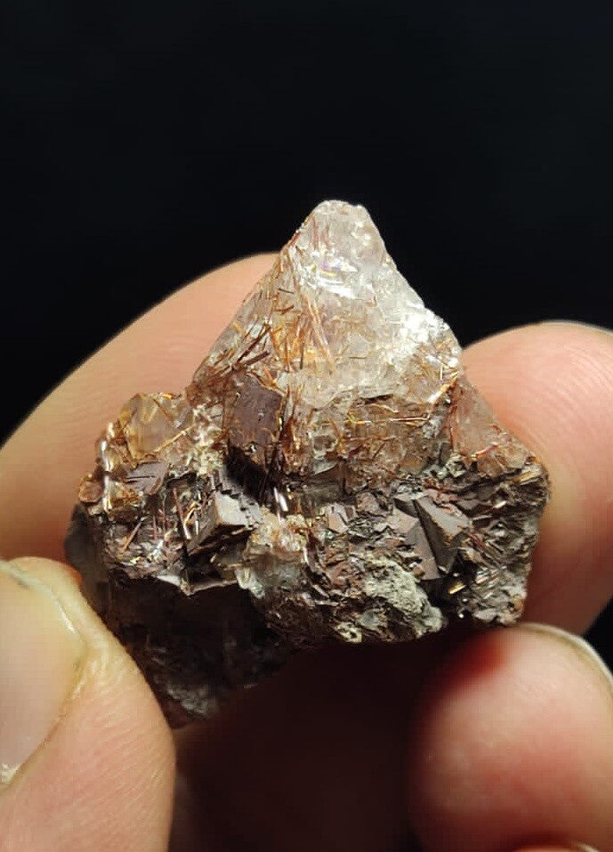 Natural Rutiles Quartz Siderite Specimen 9 Grams.