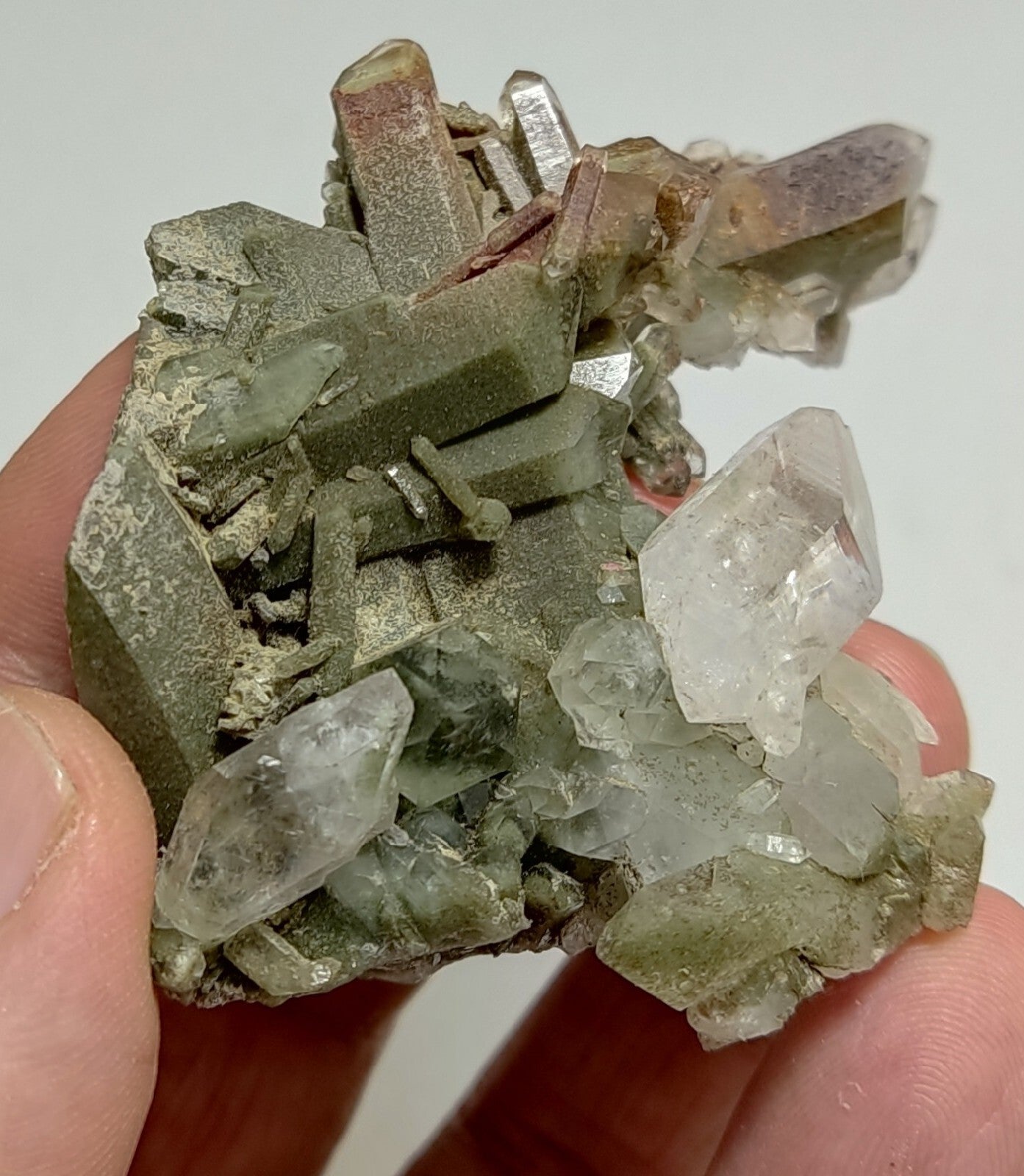 Chlorite Quartz cluster with iron inclusions 79 grams
