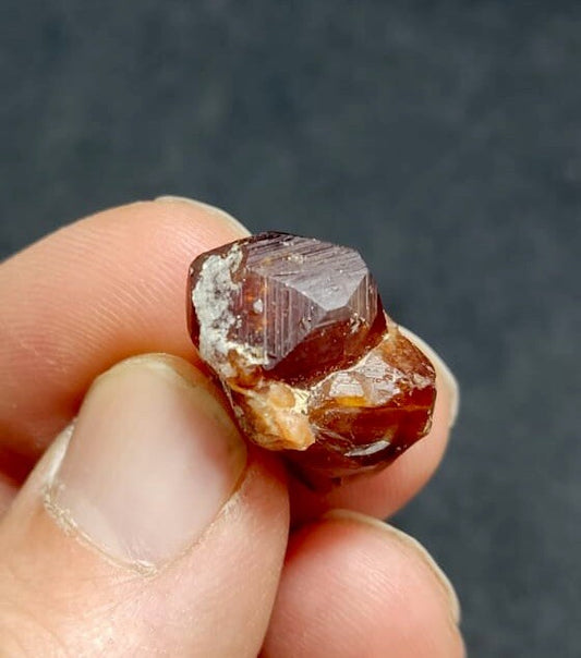 Tourmaline on Twin Spessartine Garnet Specimen 6.6 Grams.
