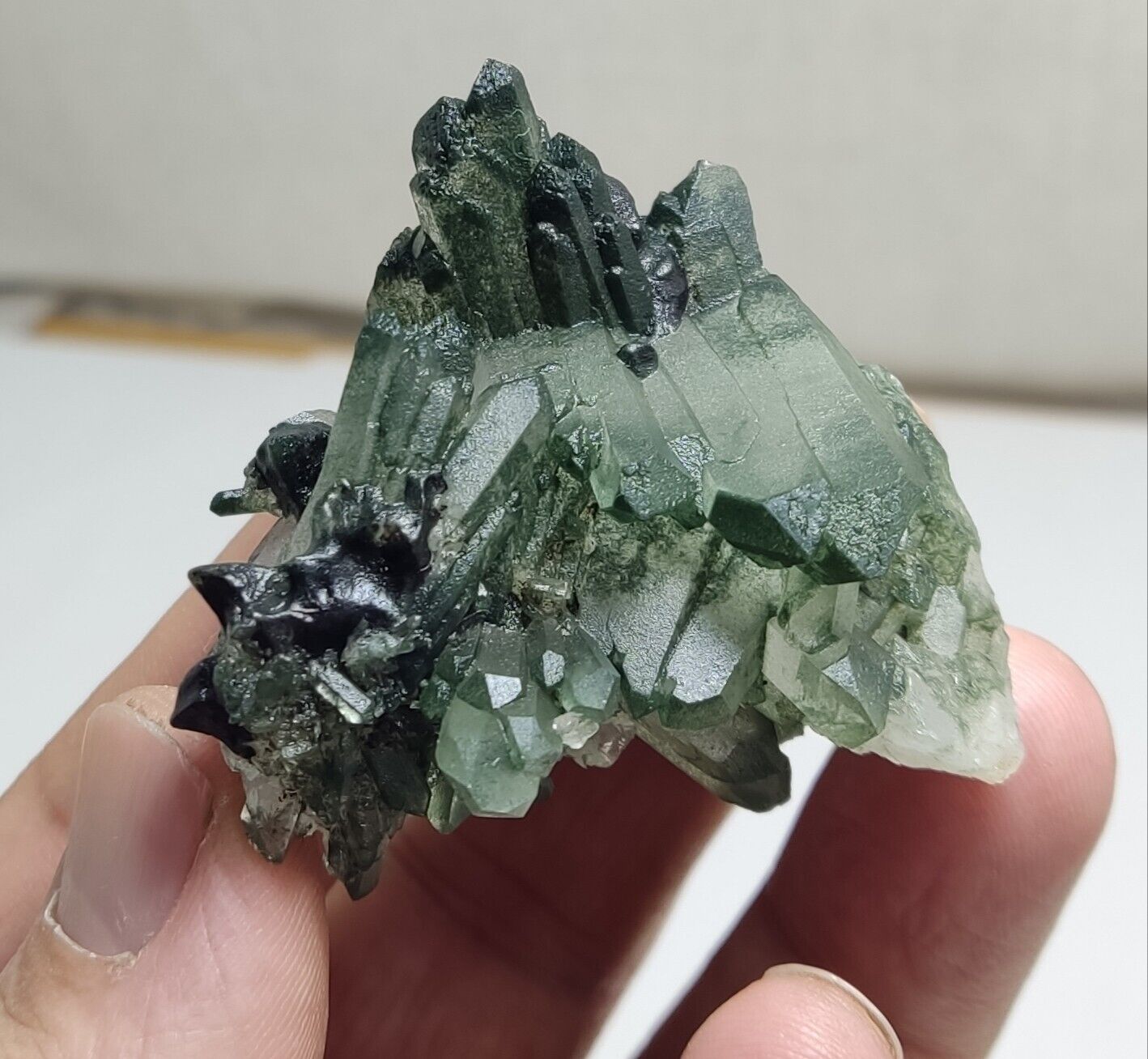 An Aesthetic Natural beautifully terminated Chlorite Quartz cluster 57 grams