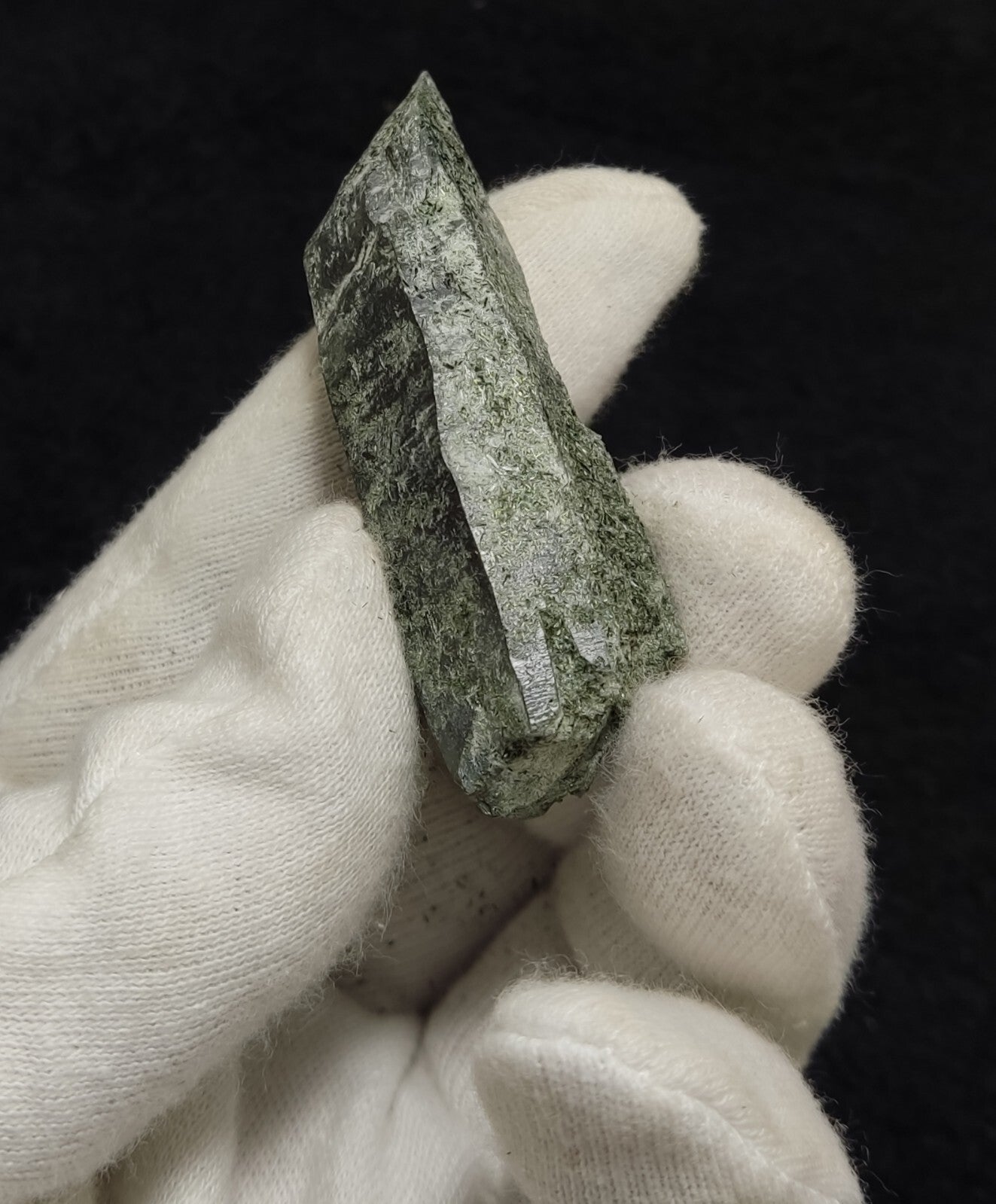 An Aesthetic Natural etched terminated Chlorite Quartz crystal specimen 32 grams