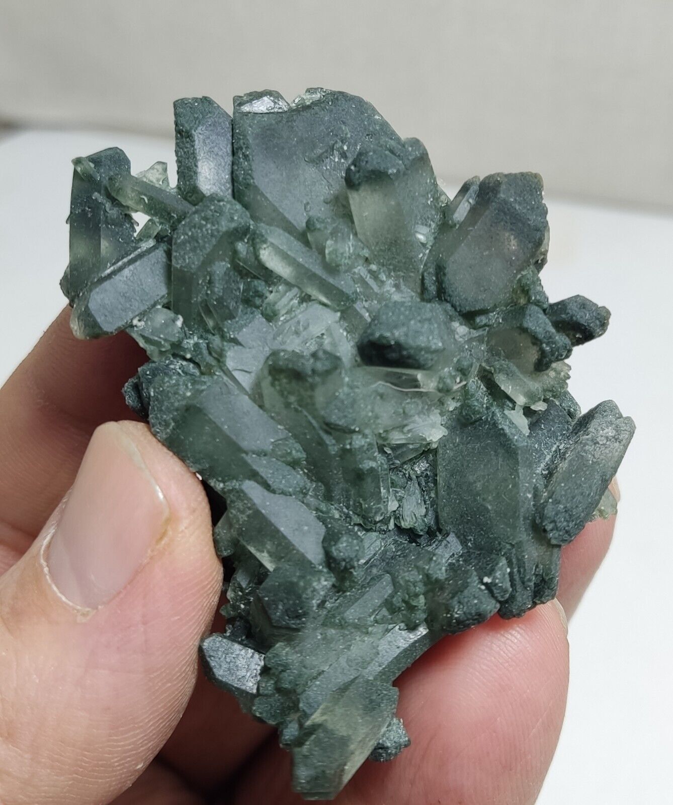 A very Aesthetic Natural beautifully terminated Chlorite Quartz cluster 48 grams