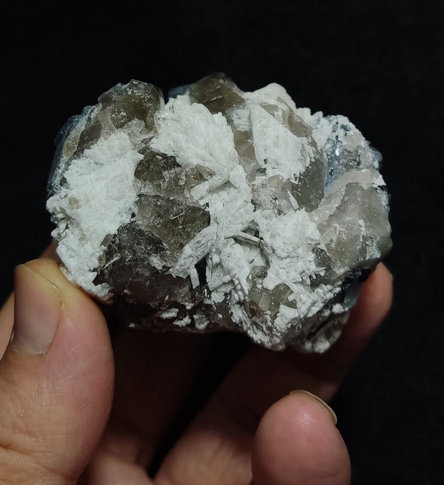 An Aesthetic specimen of Indicolite Included Quartz Crystal On Matrix 186 grams