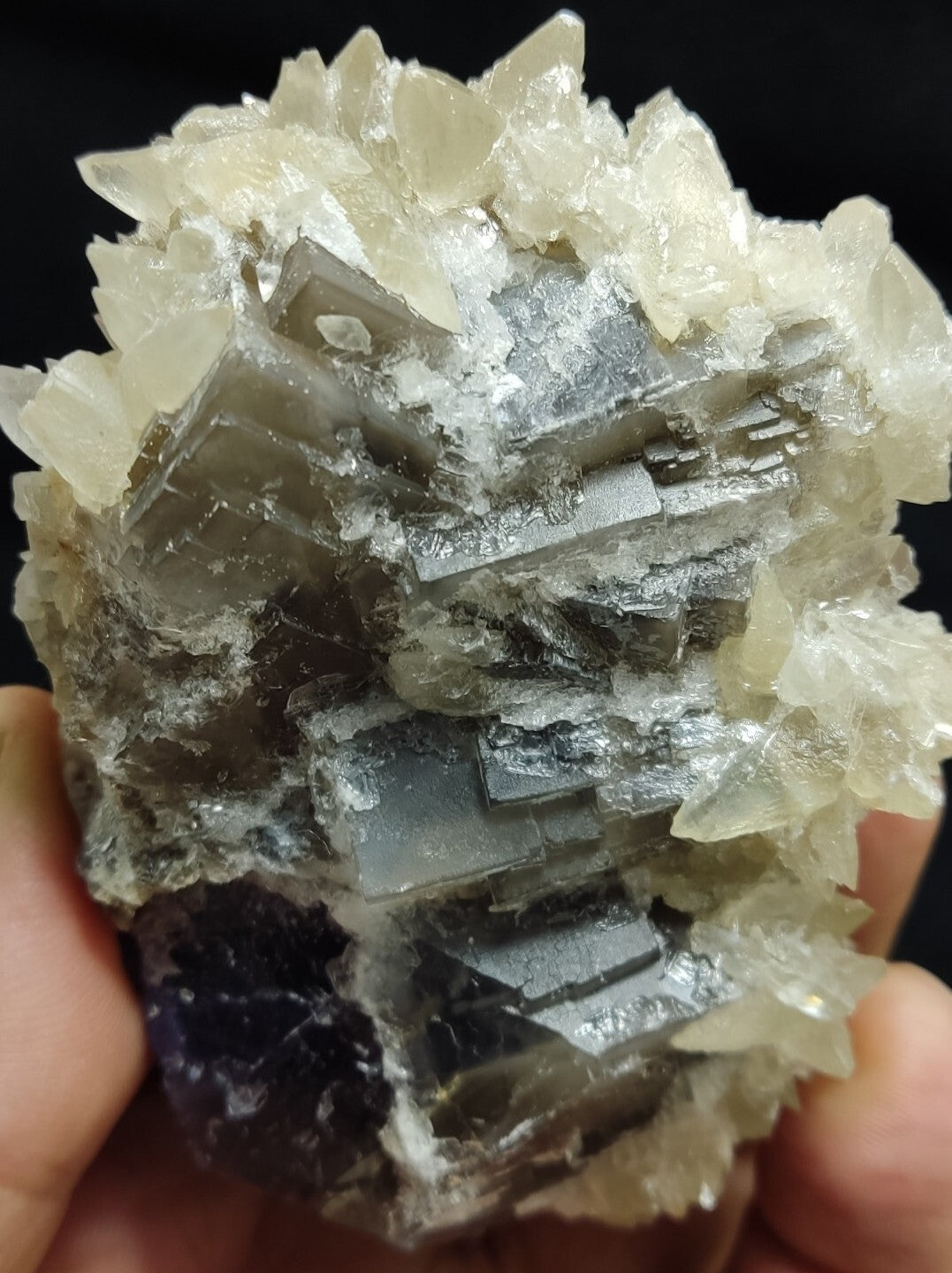 An Aesthetic Naturally terminated specimen of dogtooth calcite with fluorite 199 grams