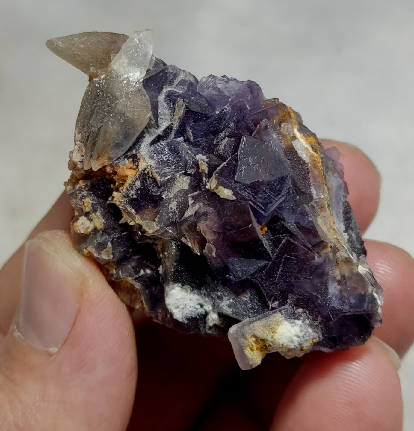 Small Purple Fluorite With Calcite 46 grams
