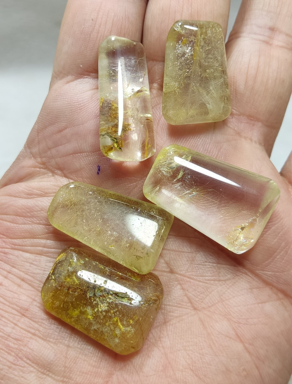 An amazing lot of Rutilated polished quartz tumbles 45 grams