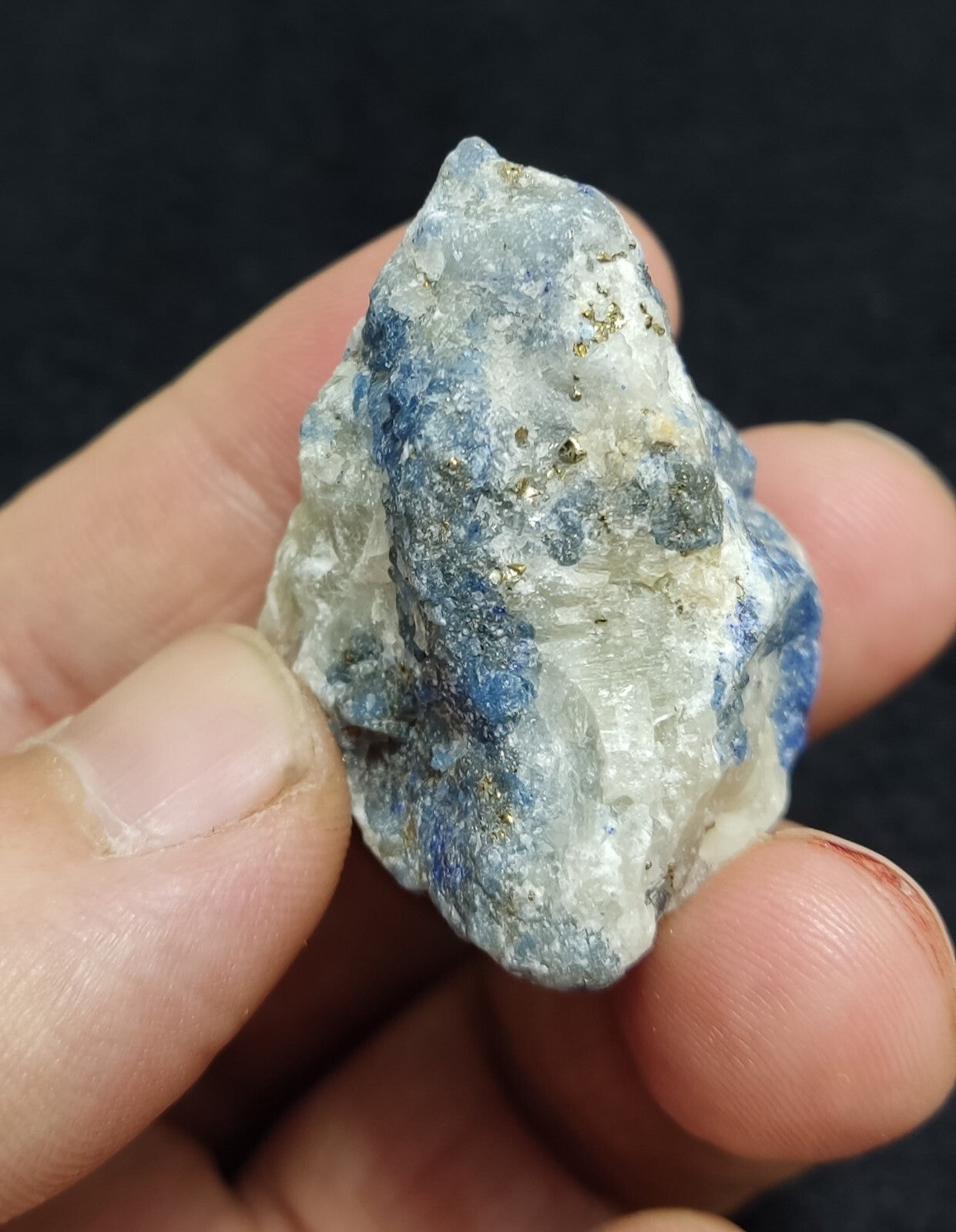 An Aesthetic specimen of fluorescent lazurite on matrix with pyrite 44 grams