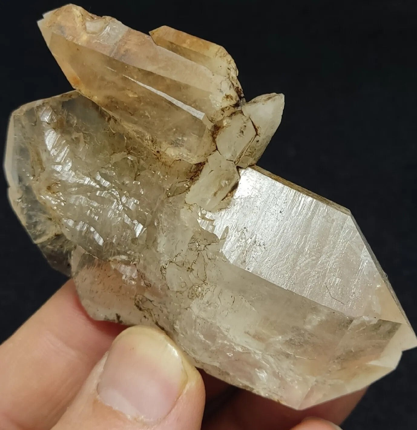 Chlorite/iron quartz crystal Natural floater tabular double terminated  85 grams