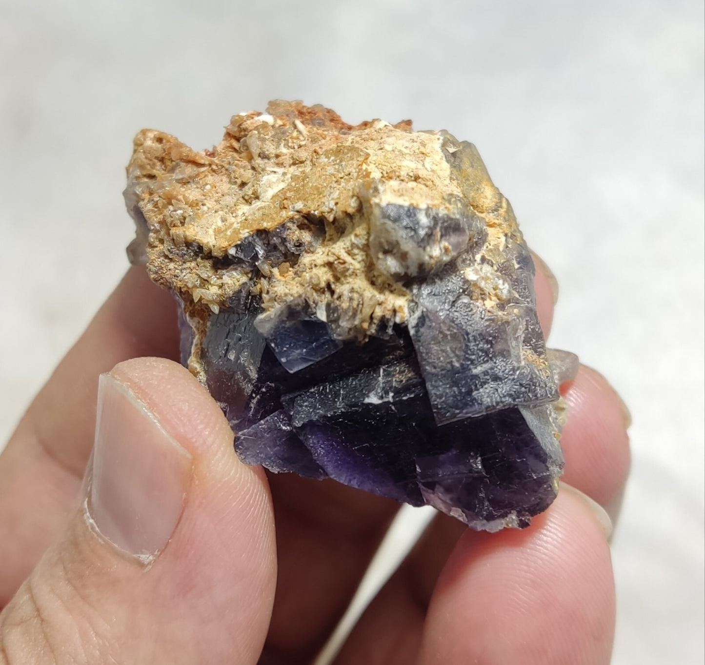 Small Purple Fluorite With Calcite 46 grams