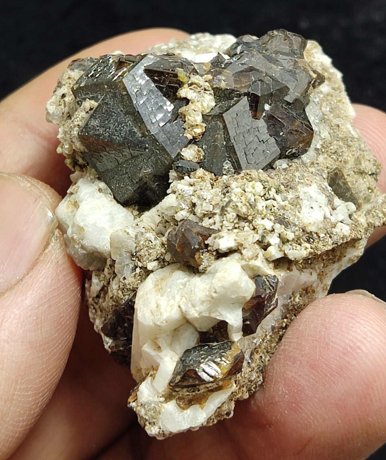 An amazing specimen of andradite garnet crystals cluster 61 grams