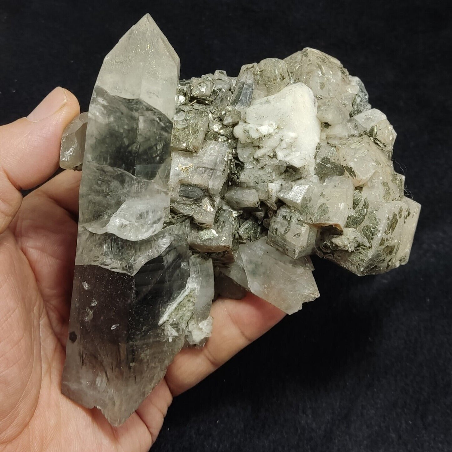 An Aesthetic specimen of quartz with Calcite and other minerals 679 grams