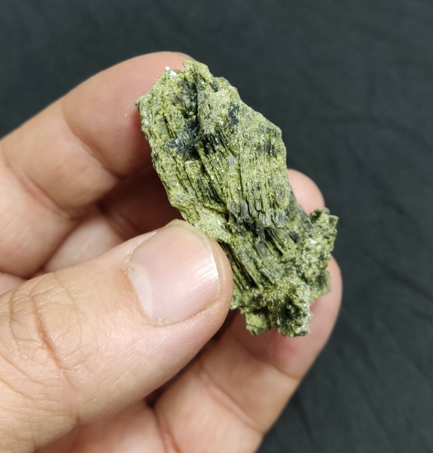 An aesthetic specimen of dark green color Epidote crystal spray 44 grams