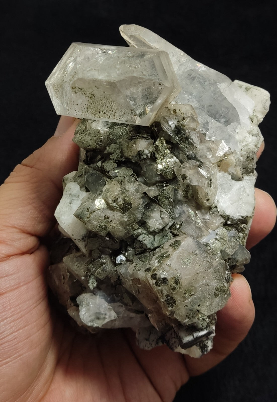 An Aesthetic specimen of quartz with Calcite and other minerals 679 grams