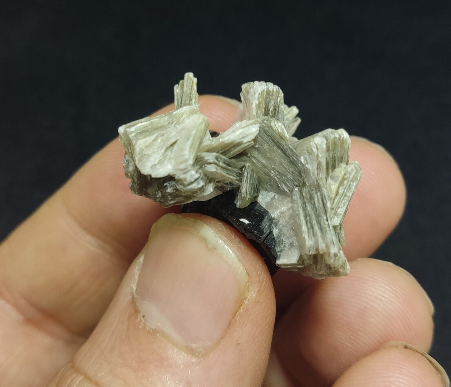 15 grams terminated mica muscovite cluster with black tourmaline