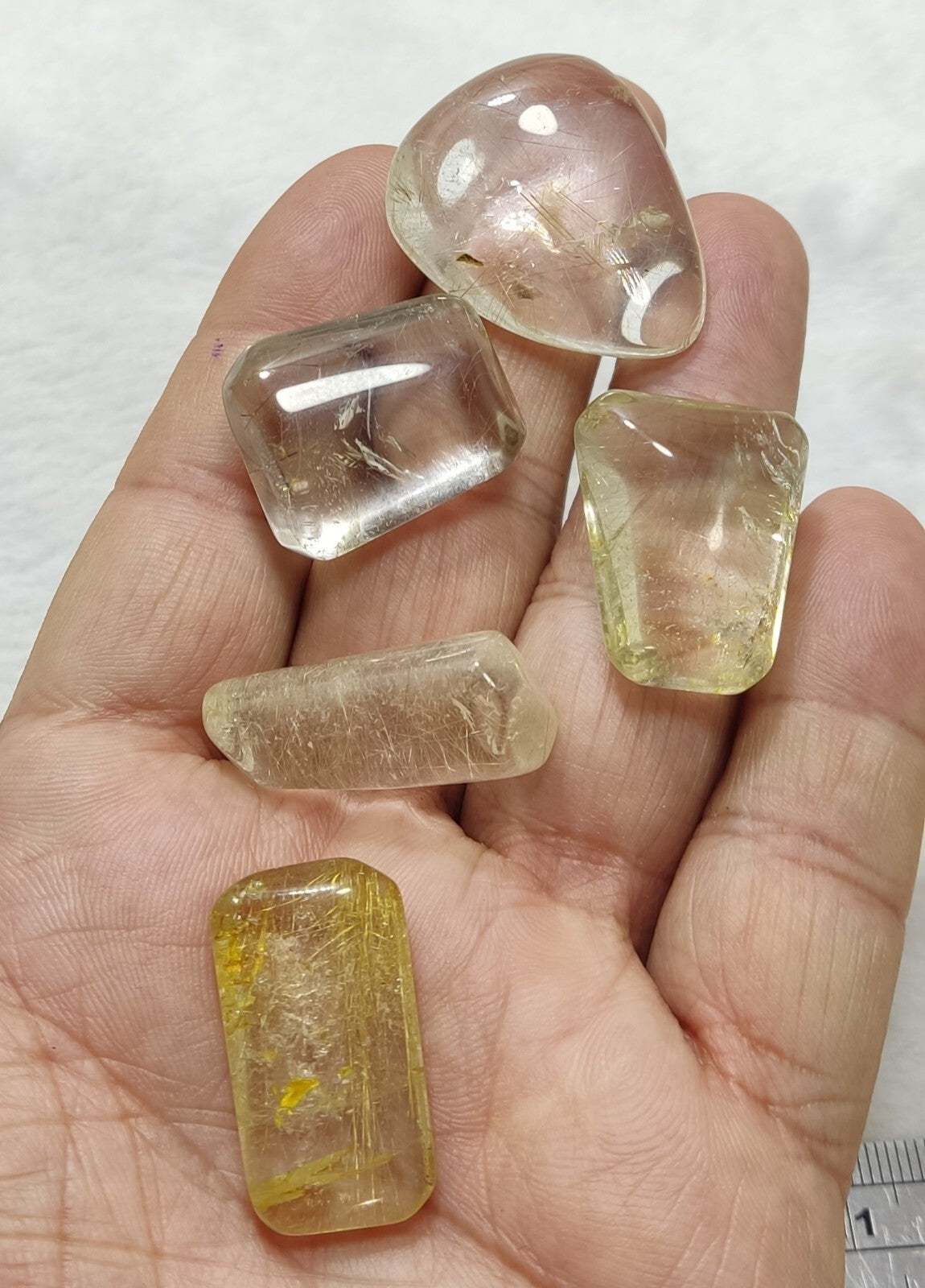 An amazing lot of Rutilated polished quartz tumbles 53 grams
