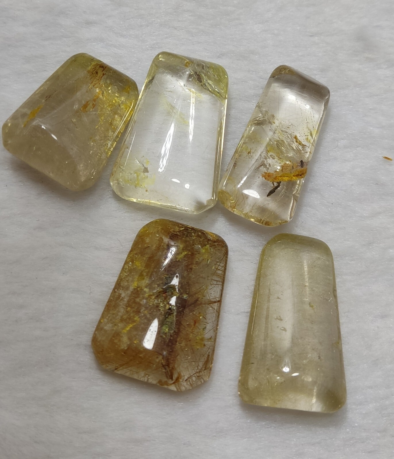 An amazing lot of Rutilated polished quartz tumbles 45 grams