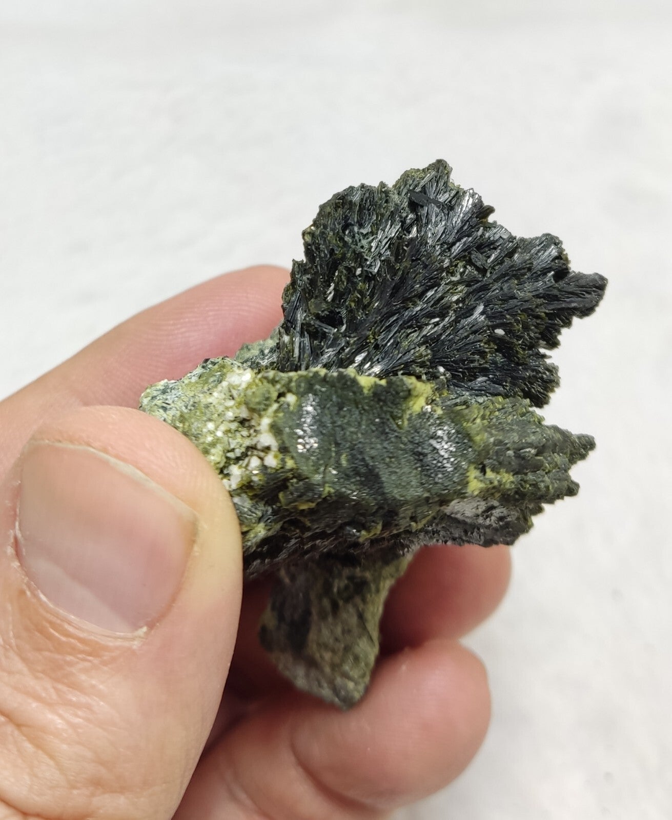 An aesthetic specimen of epidote crystal spray type 66 grams
