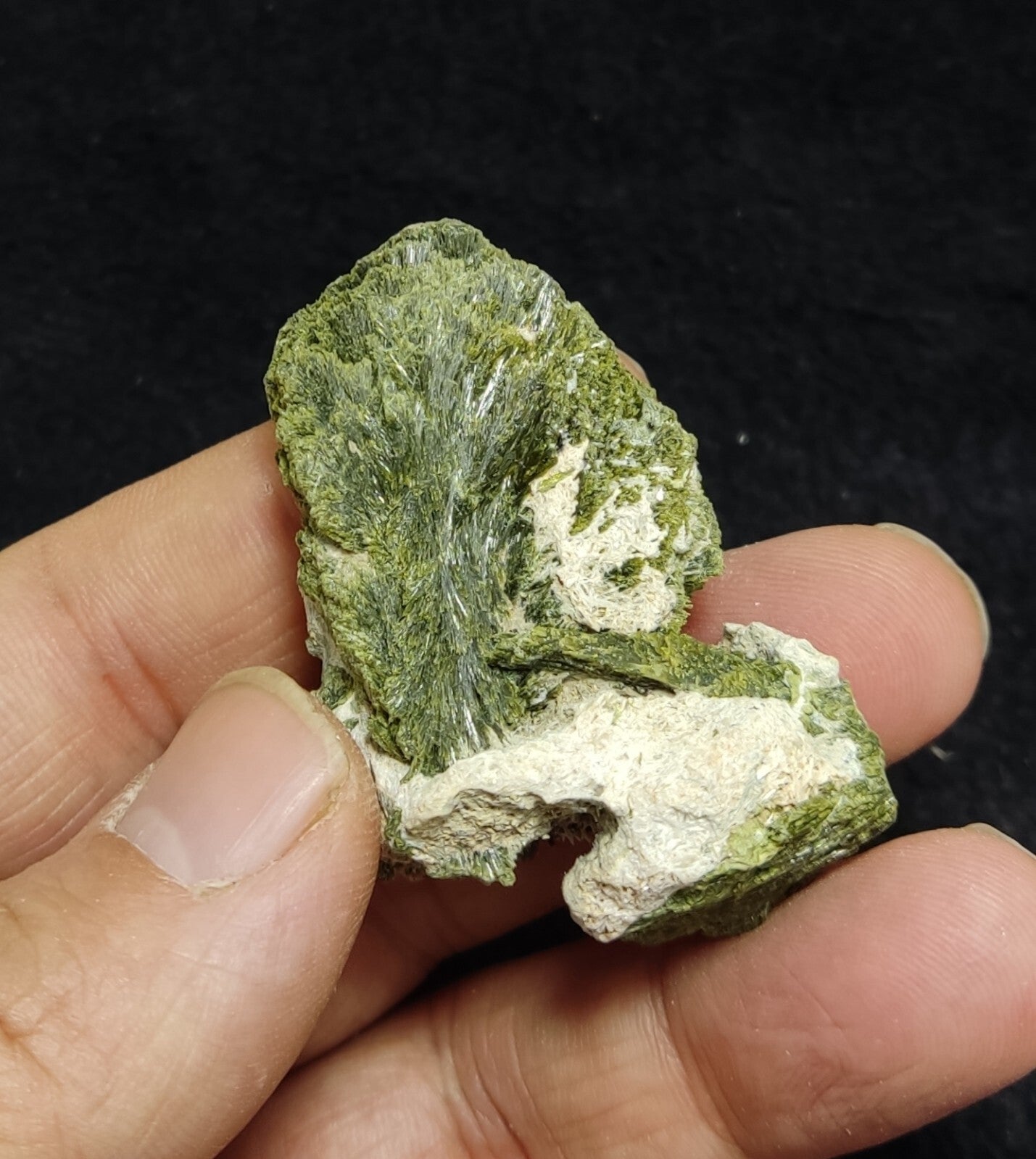 An aesthetic specimen of epidote crystal spray type 34 grams