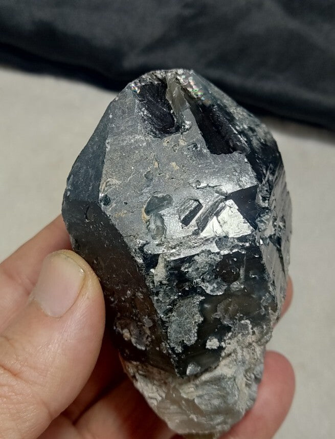 Natural Terminated Black Quartz with Light Blue Hues 277 grams