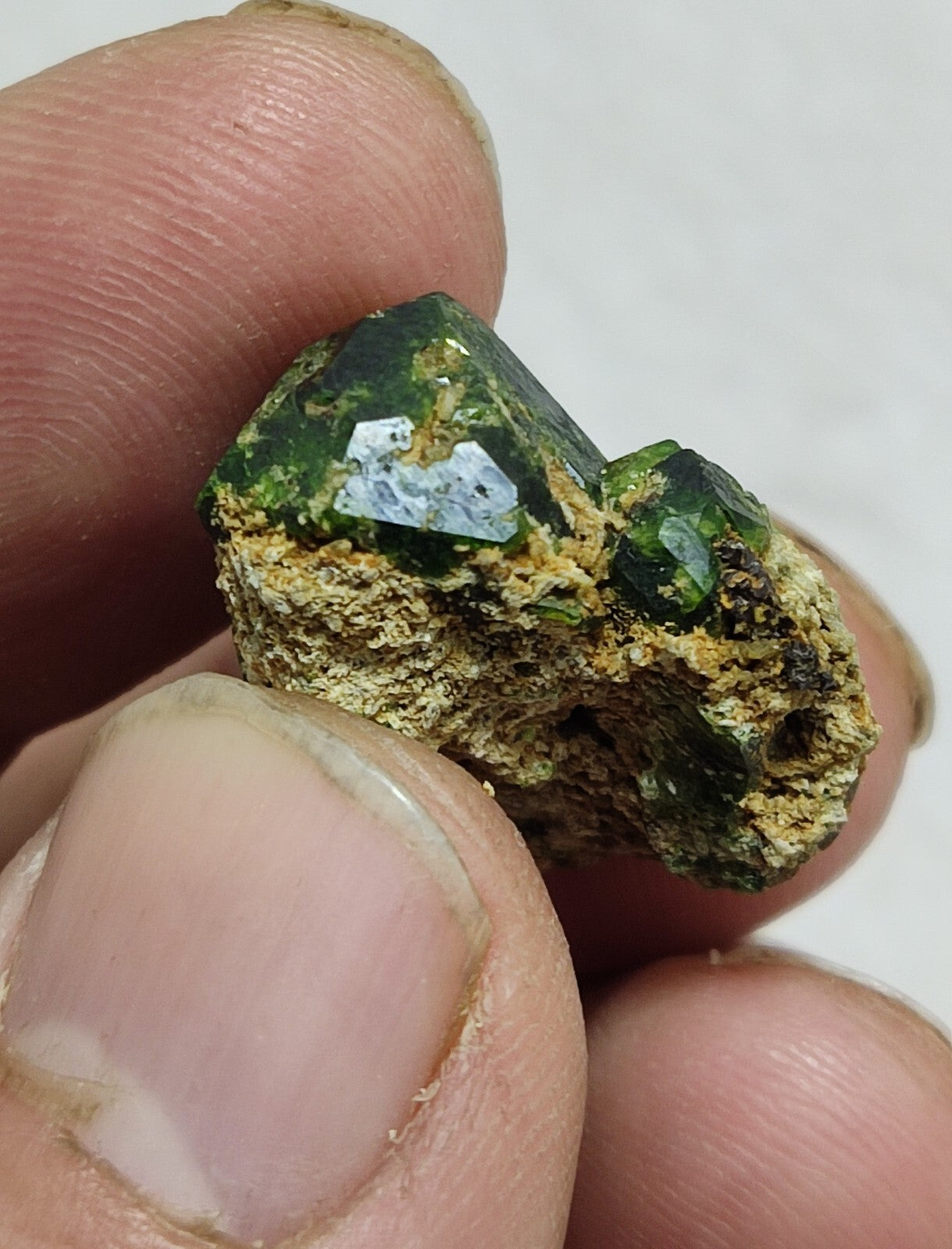 An Aesthetic specimen of garnet variety demantoid crystal 7  grams