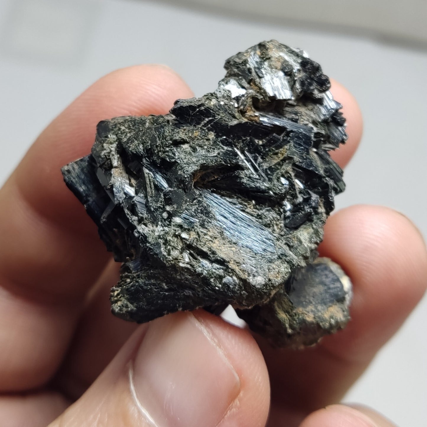 An aesthetic specimen of terminated aegirine crystal cluster 25 grams