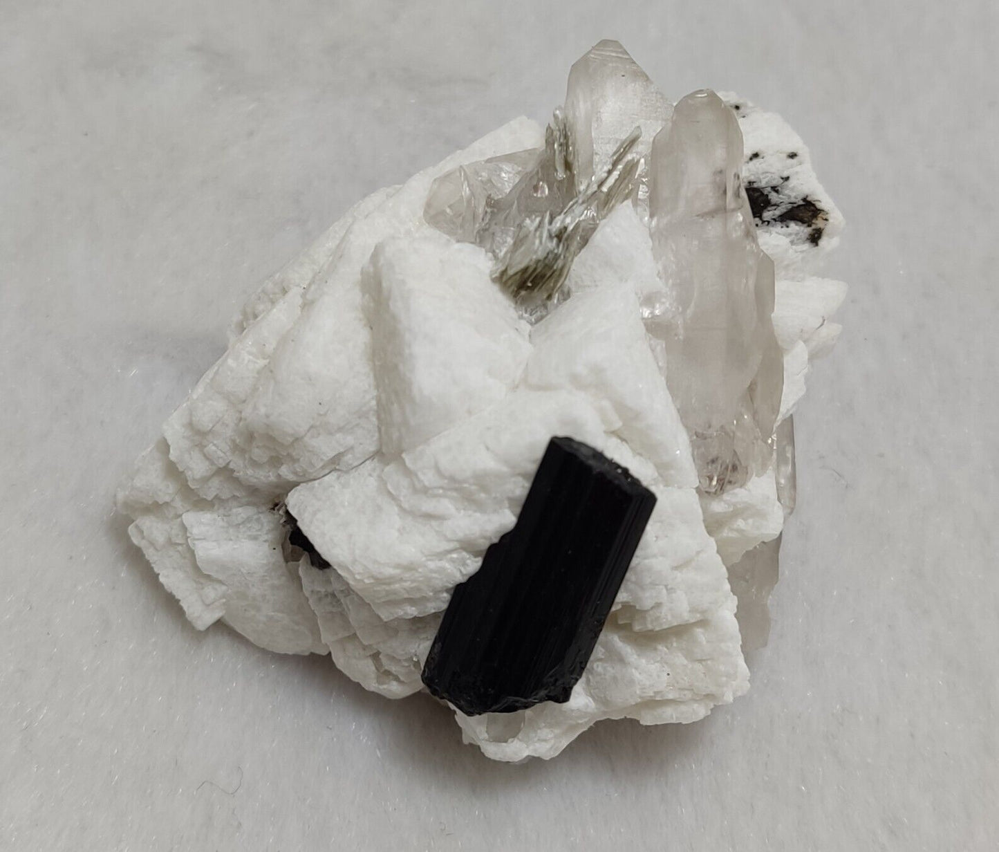 An Aesthetic combo specimen of feldspar, Tourmaline and quartz 64 grams