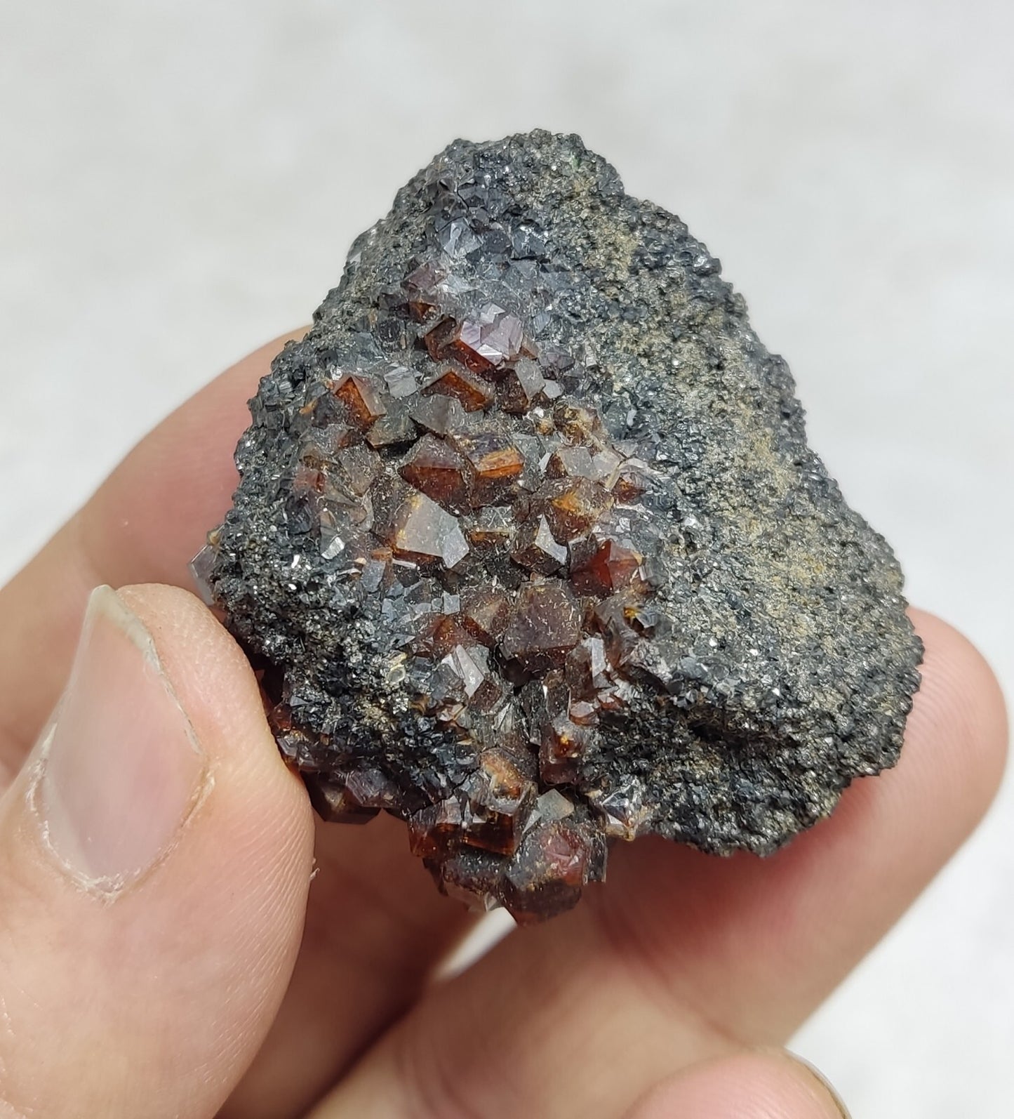 An Aesthetic specimen of andradite garnets on matrix 71 grams