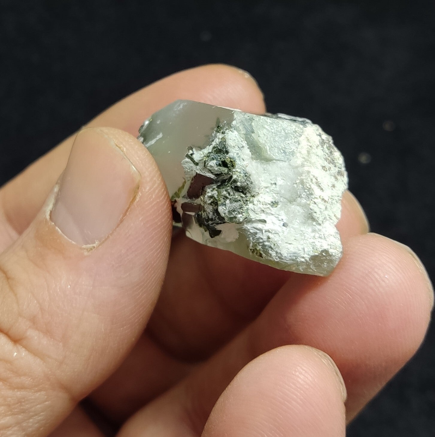 An aesthetic specimen of Epidote quartz cluster 21 grams