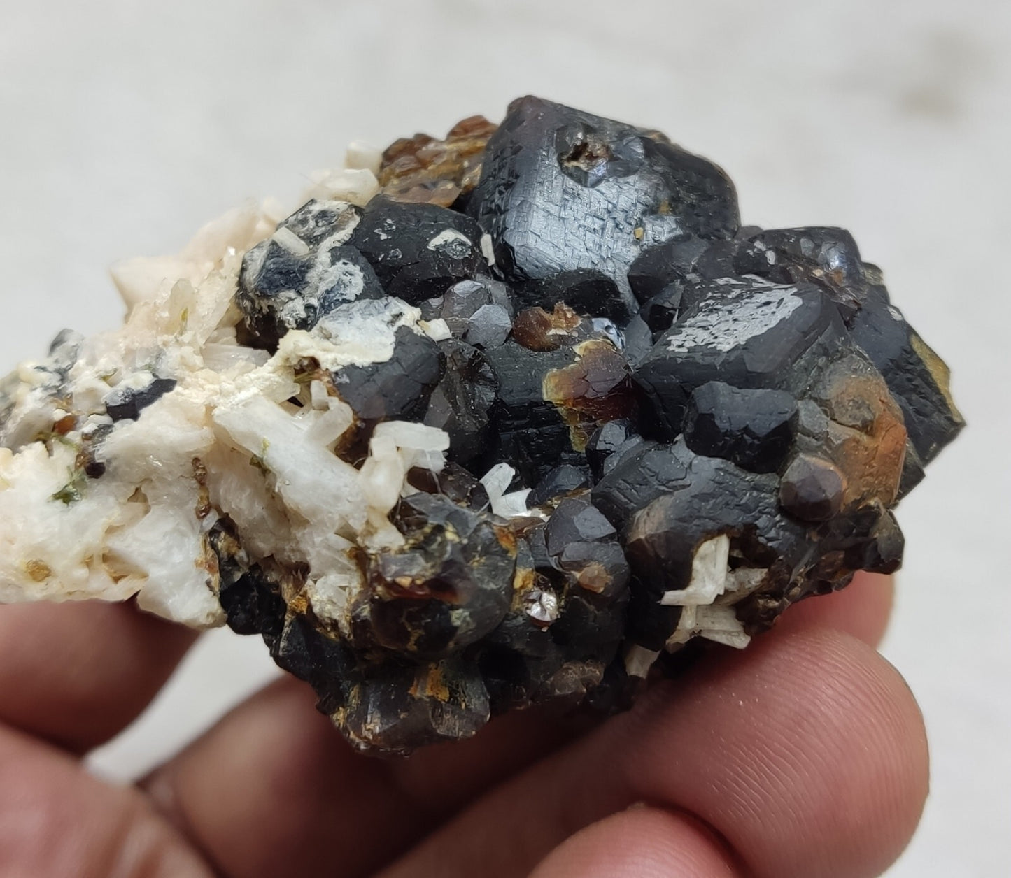 An Aesthetic specimen of andradite garnets on matrix 120 grams