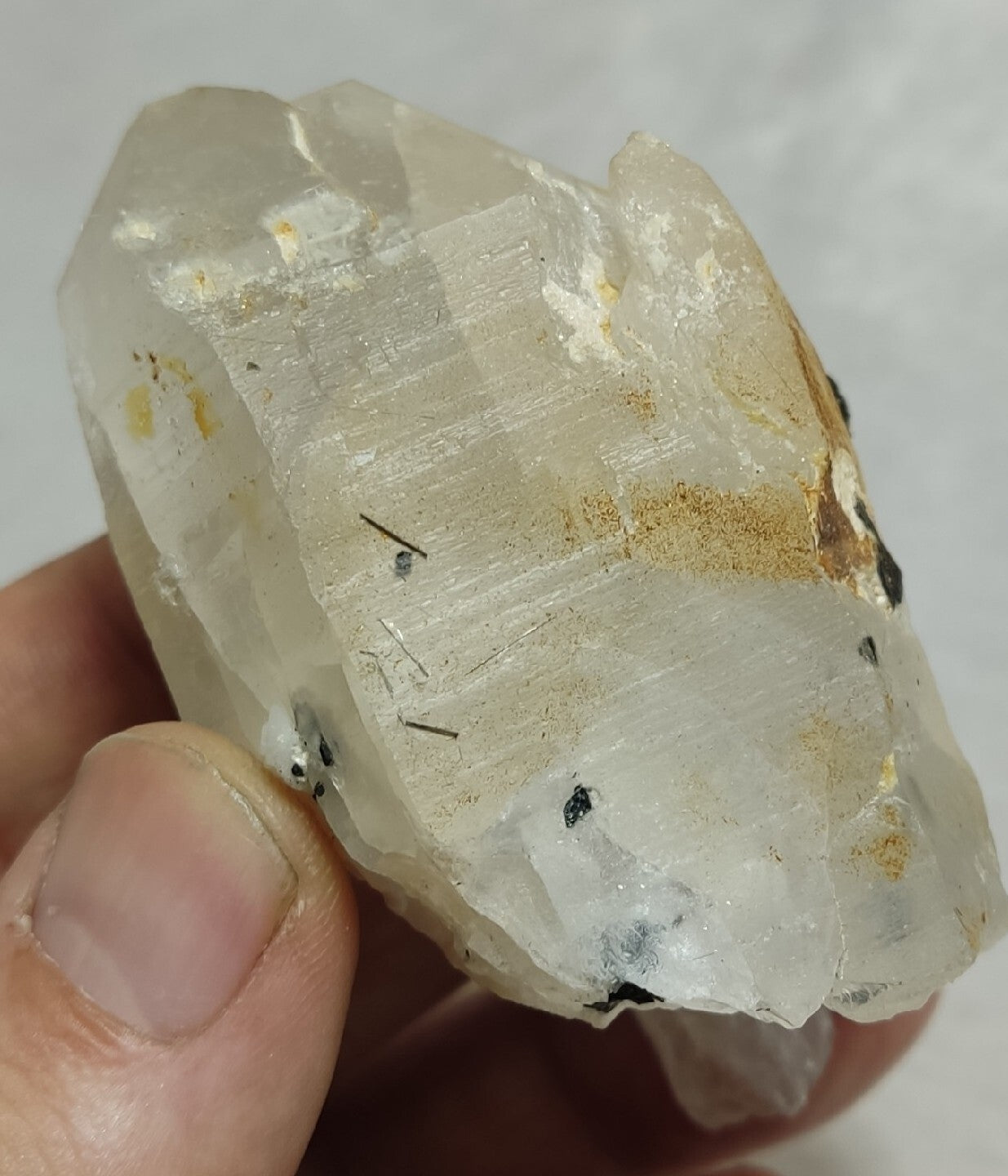 Natural quartz crystals cluster with black tourmaline 147 grams