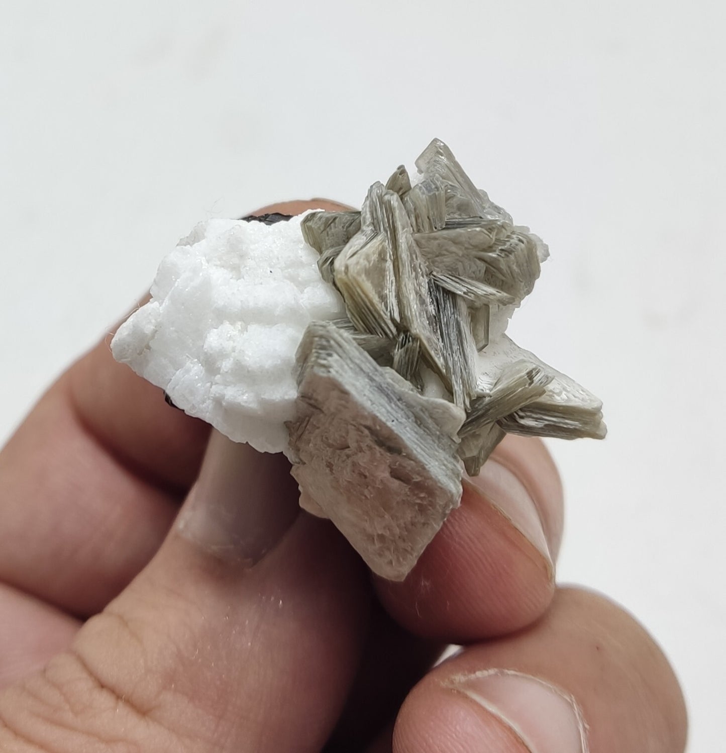 An Aesthetic specimen of muscovite with Tourmaline and albite 26 grams