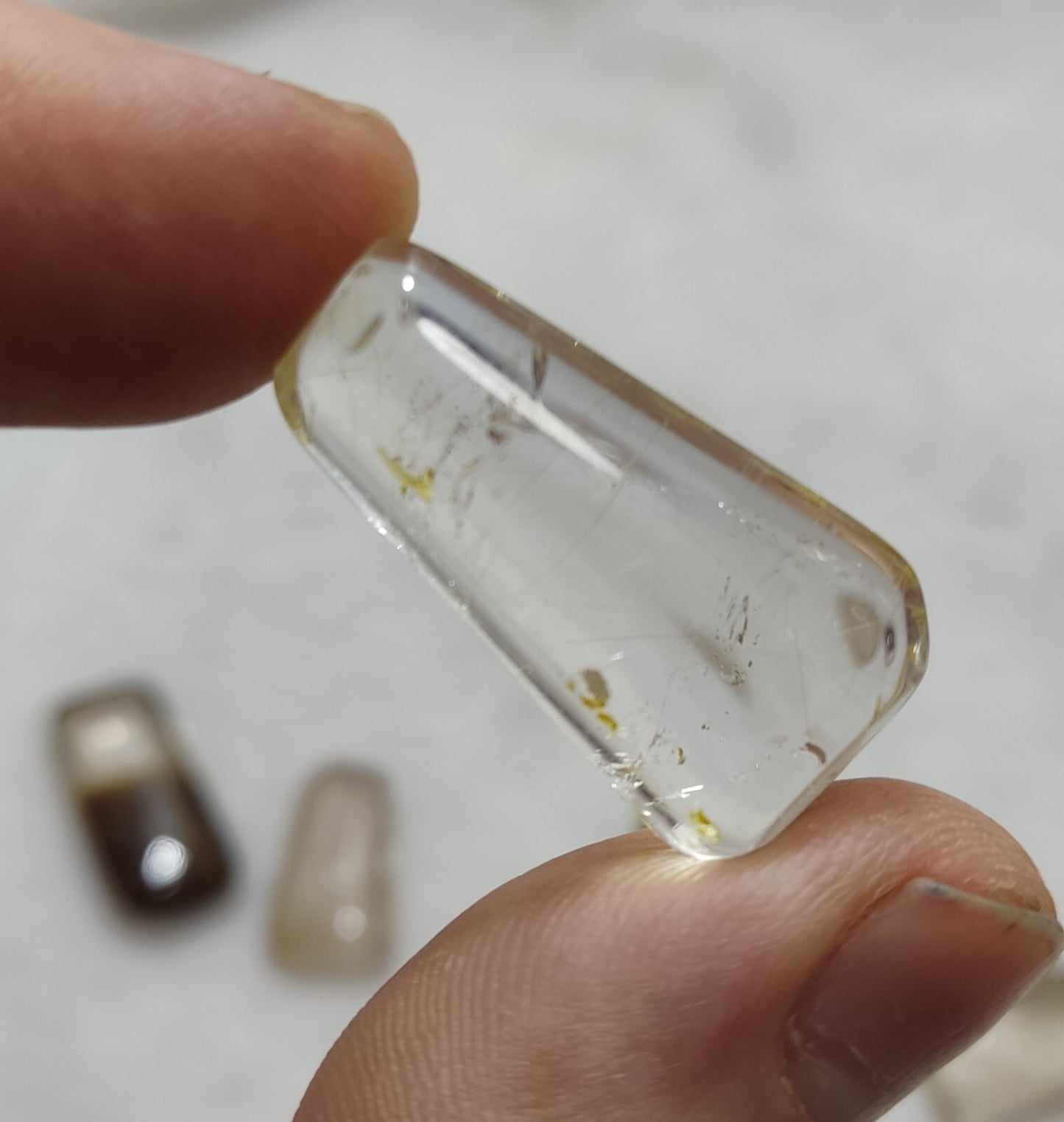 An amazing lot of Rutilated polished quartz tumbles 50 grams