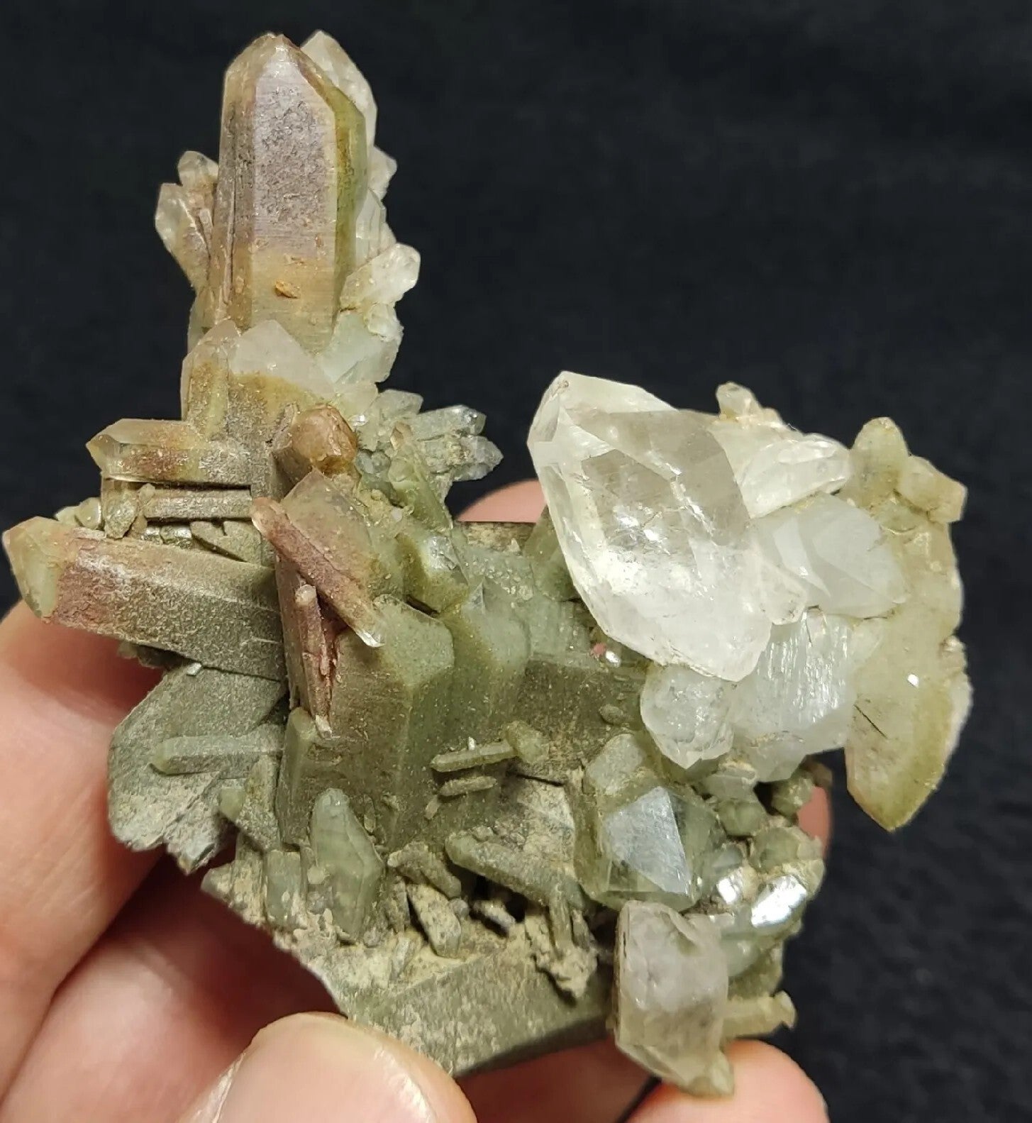 Chlorite Quartz cluster with iron inclusions 79 grams