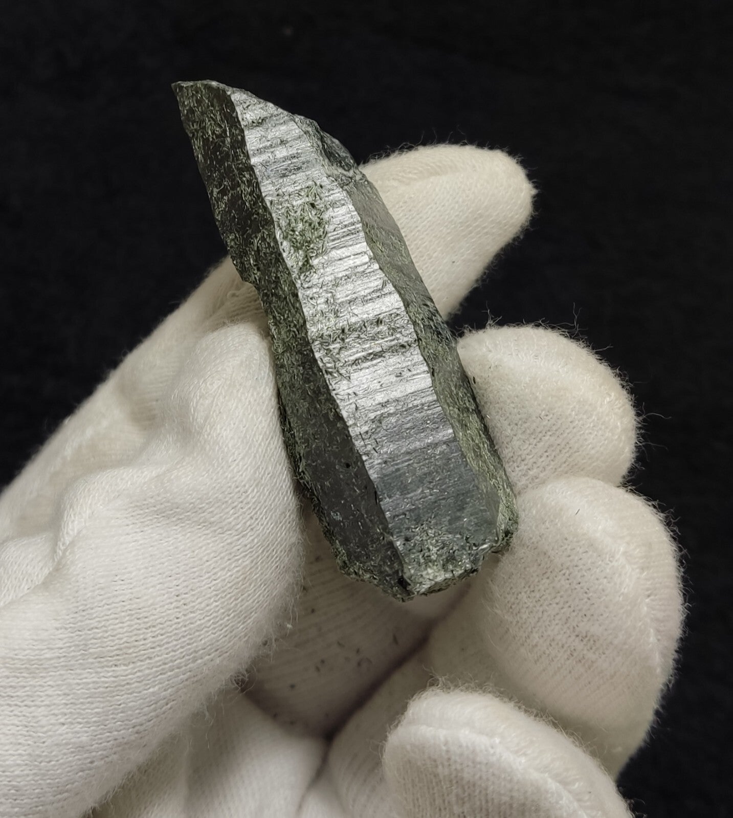 An Aesthetic Natural etched terminated Chlorite Quartz crystal specimen 32 grams