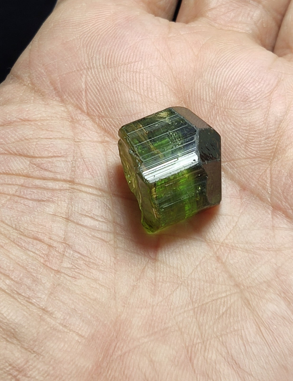 Single amazing green color terminated Tourmaline crystal 9 grams