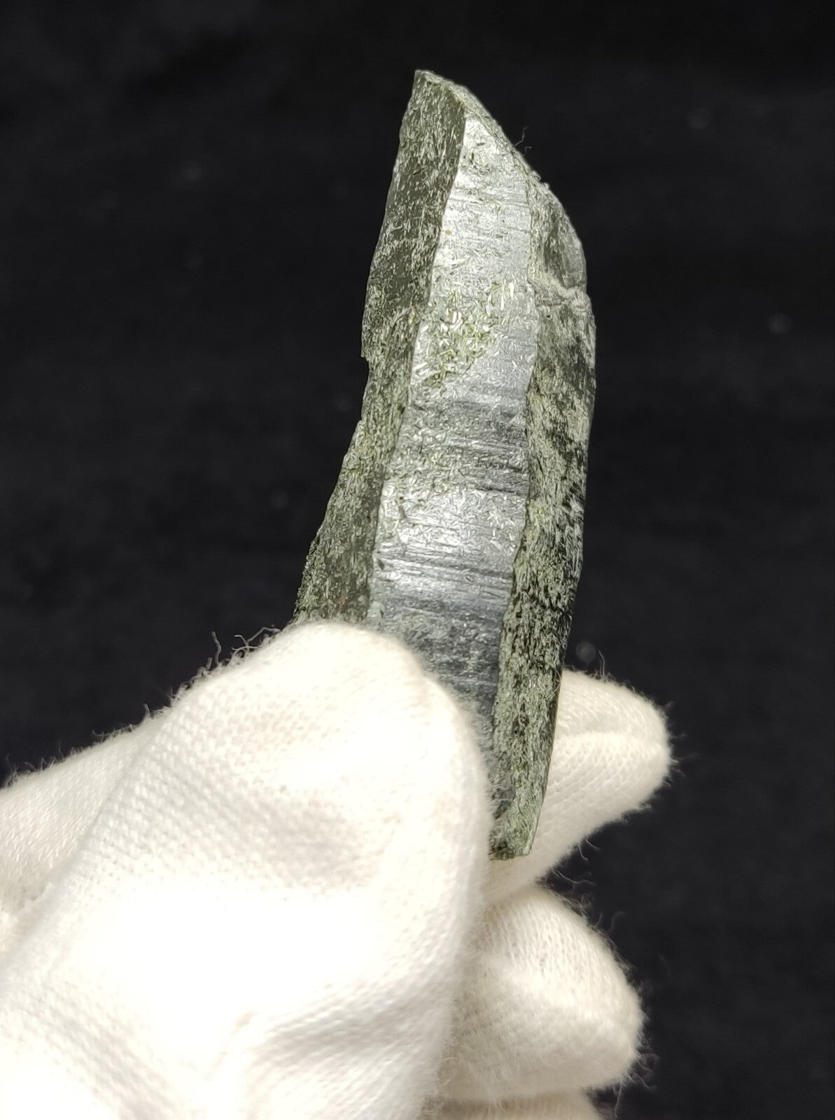 An Aesthetic Natural etched terminated Chlorite Quartz crystal specimen 32 grams