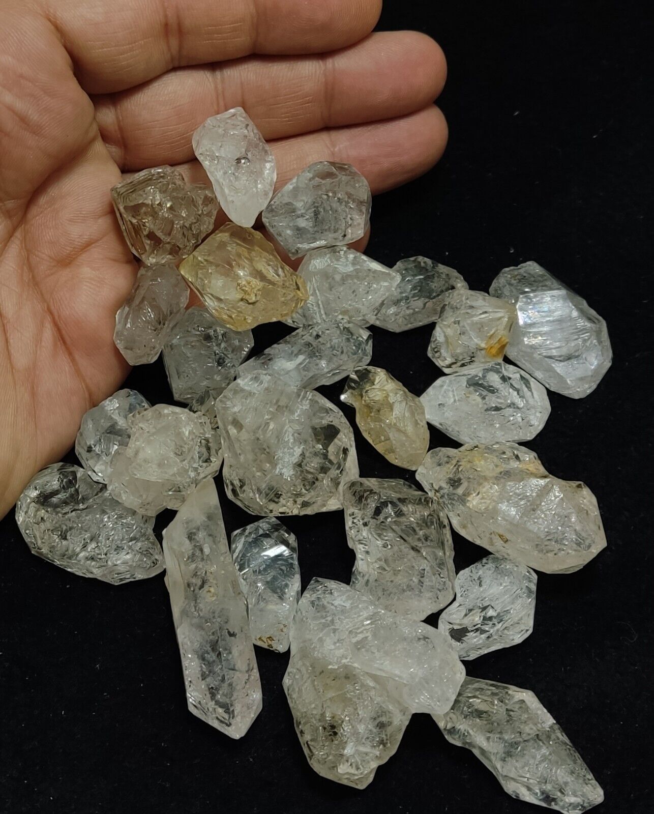 240 grams lot of diamond quartz carbon included double terminated Herkimer like