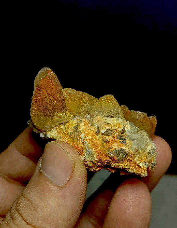 Natural  Calcite Cluster On Matrix With Flourite 51 Grams.