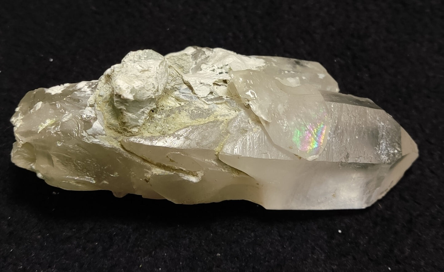 Aesthetic specimen of quartz crystal with unique amphibole inclusion 101 grams