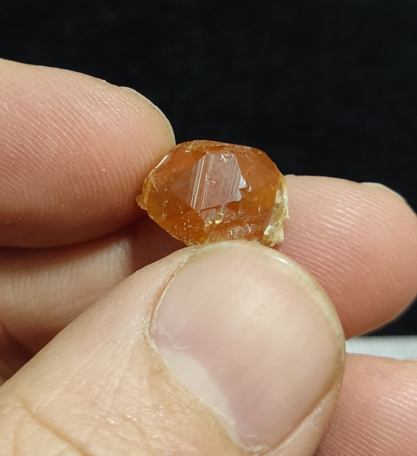 A selection of three garnet variety hessonite crystals 14.8 grams